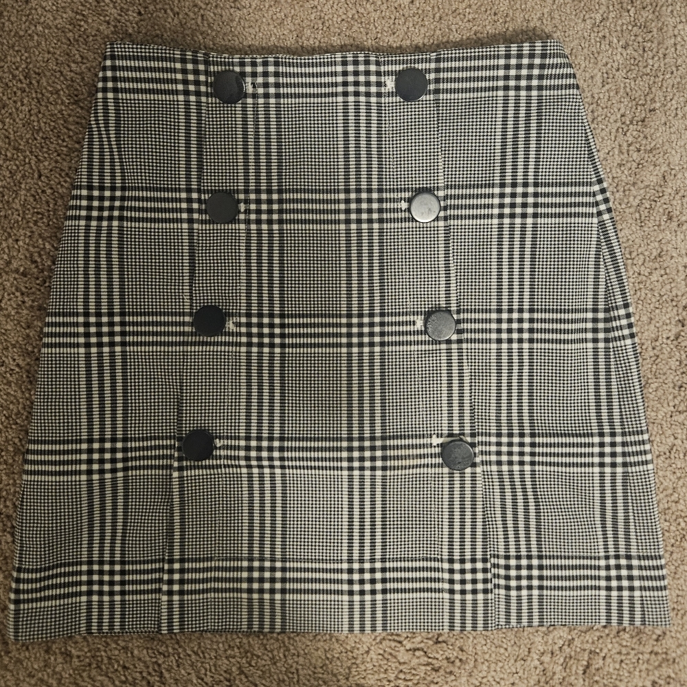 LOFT Monochrome Checkered Pencil Skirt